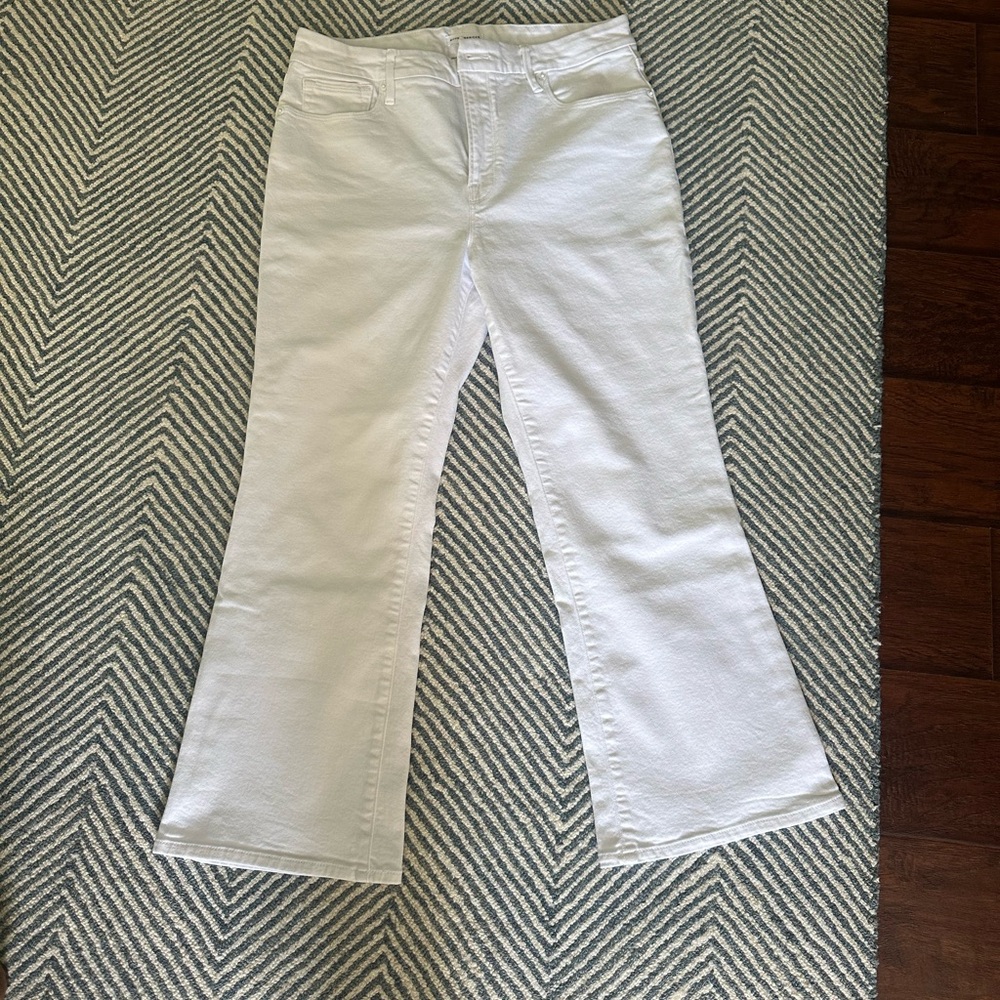 Good American White Flare Wide Leg Jeans
